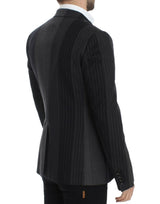 Elegante blazer slim a strisce grigio