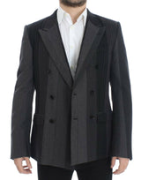 Elegante blazer slim a strisce grigio