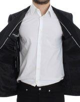 Elegante blazer slim a strisce grigio