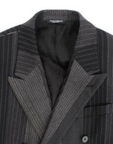 Elegante blazer slim a strisce grigio