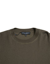 Elegante maglione da coltura verde dell'equipaggio