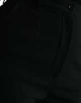 Eleganti pantaloni in lana affusolato in vita alta