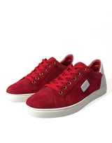 Eleganti sneaker in pelle rossa e bianca