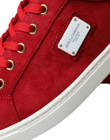 Eleganti sneaker in pelle rossa e bianca