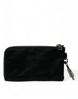 Elite Black Nylon & Leather Pouch με λεπτομέρειες λογότυπου