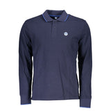 Blue Cotton Men Polo Shirt