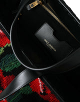 Bota nera floreale ricamata chic