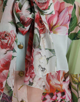 Eleganter mehrfarbiger Seidenmischung Langarmdicht