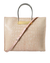Tote bag rosa chic in pelle alligatore