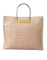 Tote bag rosa chic in pelle alligatore