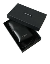 Zip in pelle nera attorno al logo Portafoglio del cordino per cordino