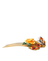 Gold Messing Crystal Leopard Blumenhaarkamm