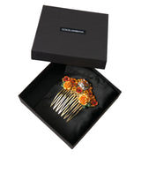 Gold Messing Crystal Leopard Blumenhaarkamm