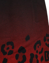 Rote Leopardenmuster Baumwoll -Bermuda Shorts