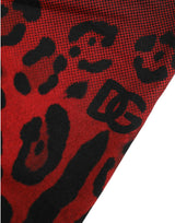 Rote Leopardenmuster Baumwoll -Bermuda Shorts