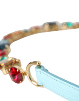 Cintura a catena cristallina in pelle in pelle chiara