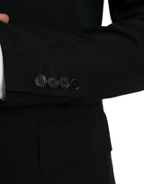 Blazer per cappotto a petto singolo di lana di lana nera