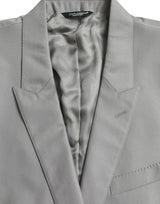 Blazer à manteau à poitrine simple de pic gris