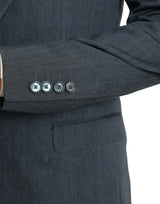 Blazer per cappotto a petto singolo di biancheria blu Napoli