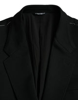 Blazer per cappotto a petto singolo in lana nera