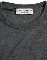 Maglione pullover con equipaggio di lana grigio scuro