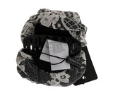 Elegante artiglio di capelli in cristallo in pizzo floreale in bianco e nero