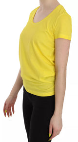 Chemise de chemise à manches courtes à manche rond jaune