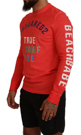 Orange farbenfroher Druck langärmer Top T-Shirt