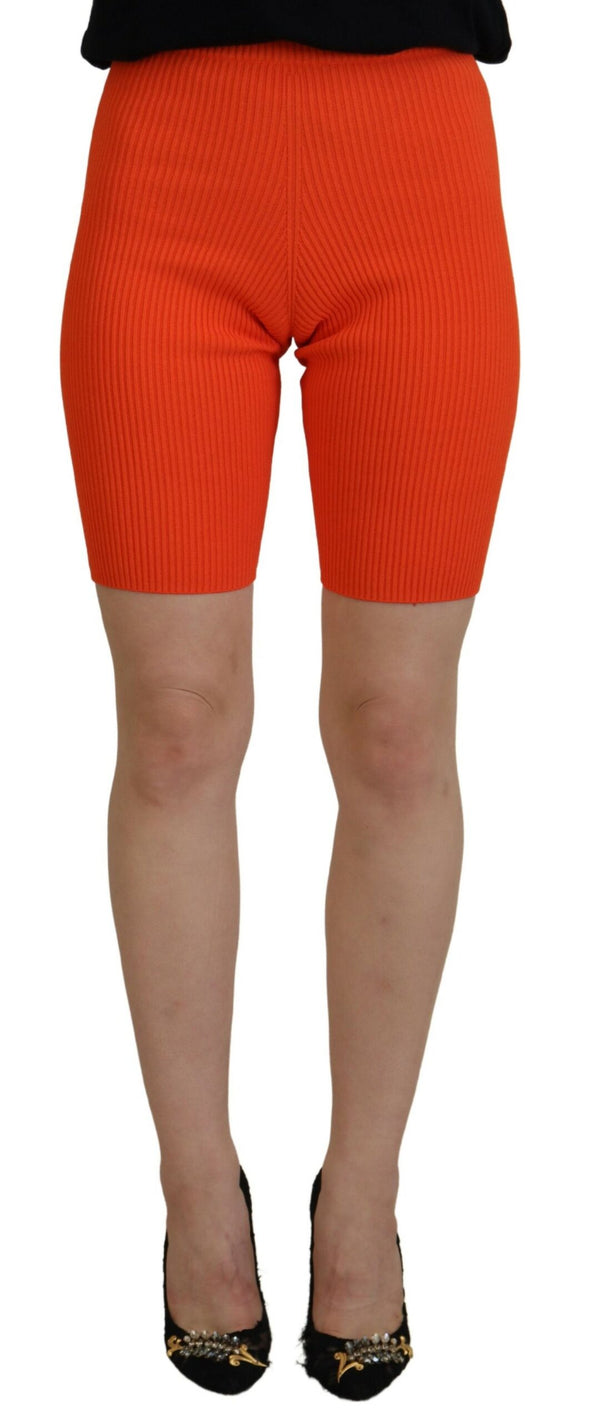 Pantalones cortos de bermudas delgadas de cintura viscosa de viscosa naranja