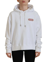 Weißer Logo Patch Wattestäte Hoodie Sweatshirt -Pullover