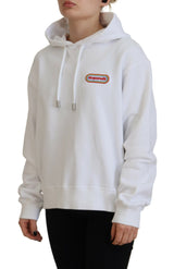 Weißer Logo Patch Wattestäte Hoodie Sweatshirt -Pullover