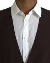 Giubbotto formale con giubbotto di giletta di lana marrone