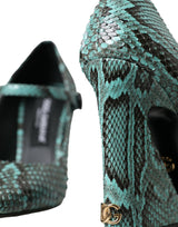 Aqua Python Leather Mary Jane Pumps παπούτσια