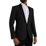 Black Jacquard Martini Blazer manteau à poitrine simple