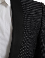 Black Jacquard Martini Blazer manteau à poitrine simple