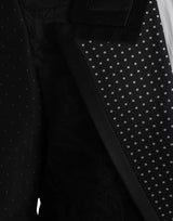 Blazer à manteau à poitrine simple en soie noire simple