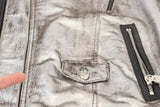 Silver Leather Biker Coat Lambskin Jacket