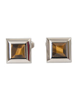 Silver Plated Brass Pin Crystal Cufflinks