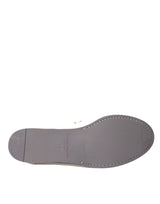 White Gray Leather Slip Mocassin Shoes Loafer