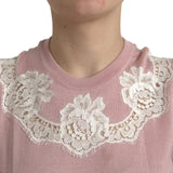 Pink Cashmere Lace Trim Sleeveless Tank Top