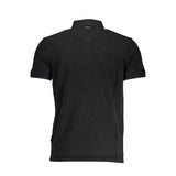 Black Cotton Men Polo Shirt