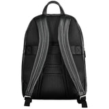 Black Leather Men Backpack