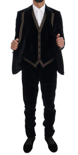 Elegante vestito a tre pezzi blu a tre pezzi