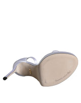 White Keira Satin Ankle Strap Sandals Shoes