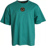 Green Logo Patch Round Neck Cotton T-shirt