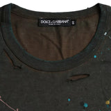 Gray Color Splash Cotton Crew Neck T-shirt