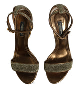 Gold Lurex Ankle Strap Heel Sandals Shoes