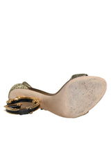 Gold Lurex Ankle Strap Heel Sandals Shoes