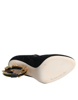 Black Suede Mary Jane Heel Sandals Shoes