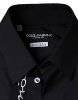 Black Logo Embroidered SICILIA Dress Shirt